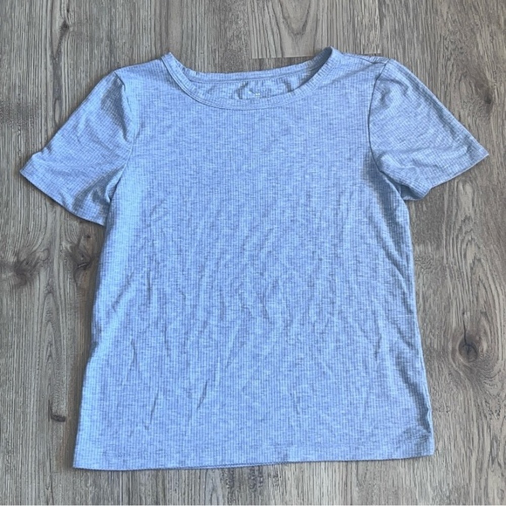Jockey Rib Knit Tee Light Grey Short Sleeve Size Large Silky Soft Fabric